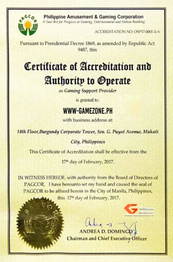 GameZone PH Licensed by Pagcor